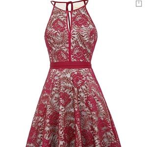 Lace halter sleeveless formal dress
